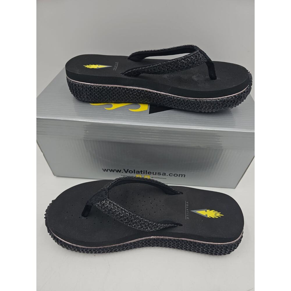 Volatile Women's 7 Size Palau Black Comfort Summer Wedge Sandals - Picture 2 of 2
